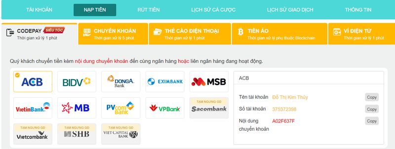 Tổng Hợp Những Hình Thức Nạp Tiền Five88 Mới Nhất Hiện Nay 1 Hướng dẫn nạp tiền Five88 dễ dàng thông qua ngân hàng
